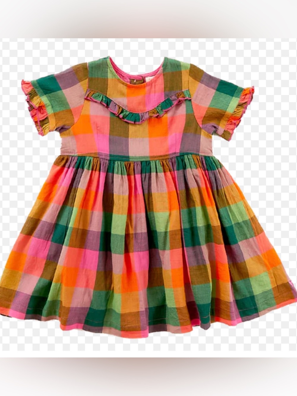 Pink Chicken Amelia Multi plaid square Dress 8Y